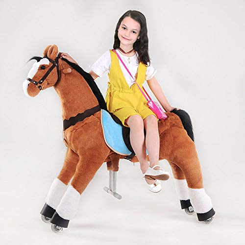 UFREE Horse Action Pony, Large Mechanical Horse Toy, Ride on Bounce up and Down and Move, Birthday Present for Children 6 Years to Adult (44"Large Size, Black Mane)