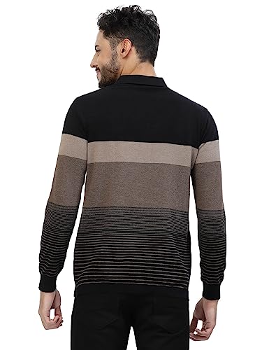 Image of Kalt Mens Basic Solid Full Sleeves Polo Cotton Blend Knitted Regular Fit Polo-Neck T-Shirts with Collar Stylish
