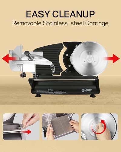 Image of Electric Meat Slicer Machine for Home 8.7 inch Deli Slicer | 2 Removable Stainless Steel Blades, Stainless Steel Tray, Premium Food Slicers for Meat Cheese Ham, Adjustable Thickness