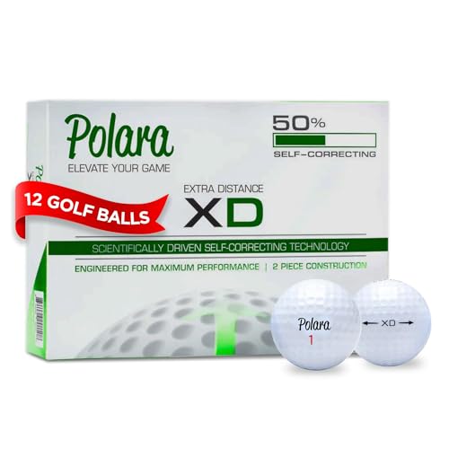 Polara Self-Correcting Golf Balls – 12 Pack Extra Distance Golfballs, Soft Feel, Anti-Slice & Hook Correction, Exceeds USGA Limits, Dimple Pattern, High-Performance Golf Balls for Men & Women - White