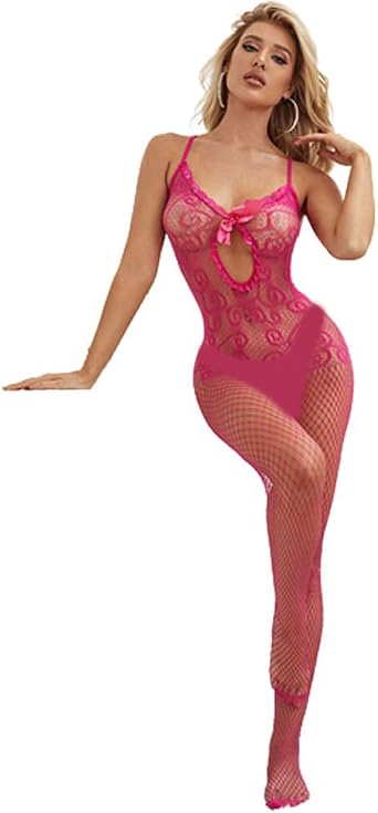 V-Ting Sexy Bow Lingerie for Women Bodystocking Net Body Catsuit Underwear Lingerie Mesh Tights Hollow Jumpsuit Women Bodysuit Sleepwear Sleeveless