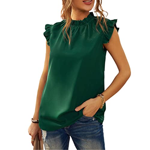 Camiseta sin mangas para mujer con diseño de hojas caladas suelta