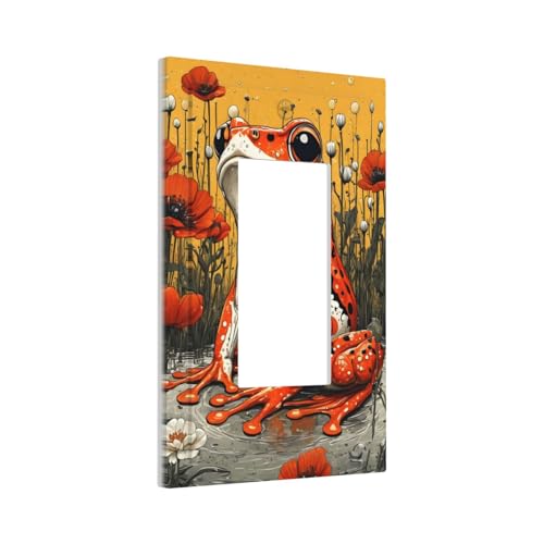 Decorative Outlet Covers Big Orange Frog Red Floral Wildflower 1 Gang Single Decora Gfci Device Light Switch Covers Plate 1 Rocker Wall Plate Jumbo Faceplate
