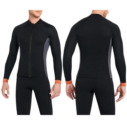 Chaqueta Superior de Traje de Neopreno 3mm para Hombre, Mangas Largas con Cierre Frontal, para Agua Fría, Mantiene Calor para Surf, Snorkel, Natación y Deportes Acuáticos (Negro) miniatura 2
