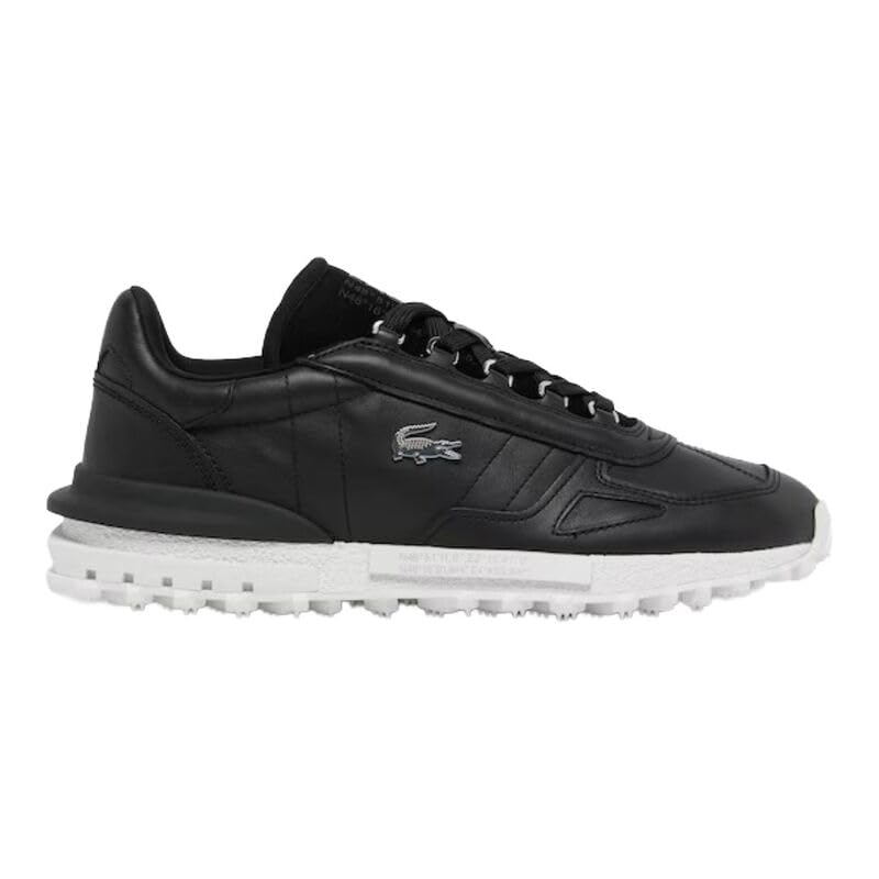 Lacoste Elite Active Zapatillas Deportivas, Negro y Blanco, Piel Suave, Suela de Caucho, Plantilla Ortholite, Running Casual (Sistema Tallas Calzado EU, Adulto, Hombre, Números, Mediano, 43)
