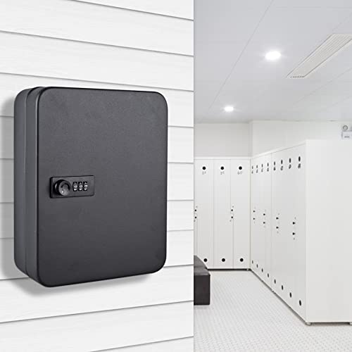 Key Box Wall Mount, 48 Key Hooks & Tags, Steel Security Locking Key Cabinet, Storage Key Lock Box With Code, Key Management Cabinet With Combination Lock #TOP5