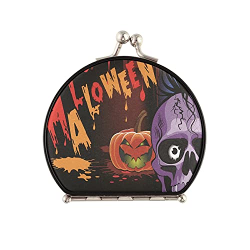 Vnurnrn Fantasma De Calavera Púrpura Espejo de Maquillaje Compacto Pequeño para Viajes,Portátil Espejo de Bolsillo para Bolso de Mano