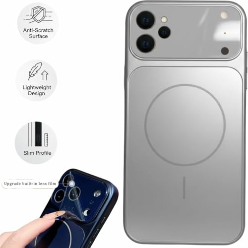 Image of for iPhone 12 |Convert to 17 pro /17 Pro Max Style Premium Back Glass Magsafe Wireless Charge Converter Cover Magnetic Case for iPhone 12 |Convert to 17 pro /17 Pro Max (Silver)