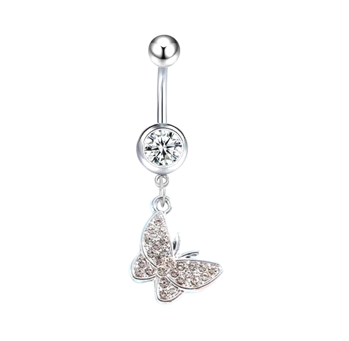 Womens Navel Piercing Silver Zircon Butterfly Belly Button Ring: Pack of 1 (SOR/JWL-ZB)-image-42