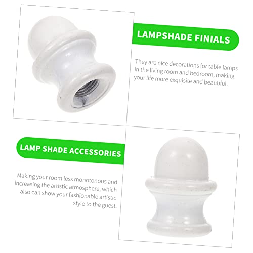 Image of 2Pcs White Lamp Finials Decorative Zinc Alloy Knobs for Table and Floor Lamps, Elegant Light Accessories for Lamp Shades, Modern and Vintage Style Decor