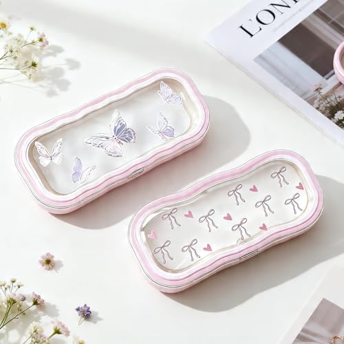 Image of Glasses Case Hard Shell, Clear Eyeglass Case, Cute Holder for Sunglasses and Reading Glasses