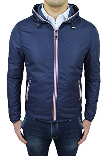 Chaqueta impermeable de hombre azul con protección cortavientos efectiva de verano