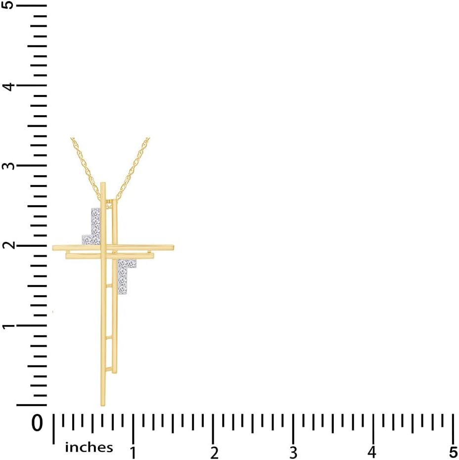 SAVEARTH DIAMONDS 1/2 Carat CT.t.w Round Cut Lab Grown Diamond Double Cross Pendant Necklace In 14k Gold, 18" Chain (0.50 Cttw, G-H Color, VS-SI Clarity)