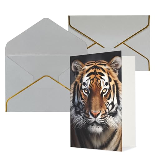 STVYUKL O[eBOJ[h CgO[̕t Thinking of You Card Tiger Happy Birthday  ҏ 󔒂̃J[h @ 4x6