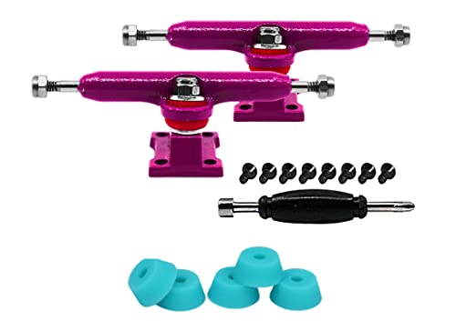 Teak Tuning Prodigy Fingerboard Trucks With Upgraded Lock Nuts, Pink Colorway - 32Mm Wide - Professional Shape, Appearance & Components - Includes Pro Duro 61A Bubble Bushings In Teak Teal #TOP1