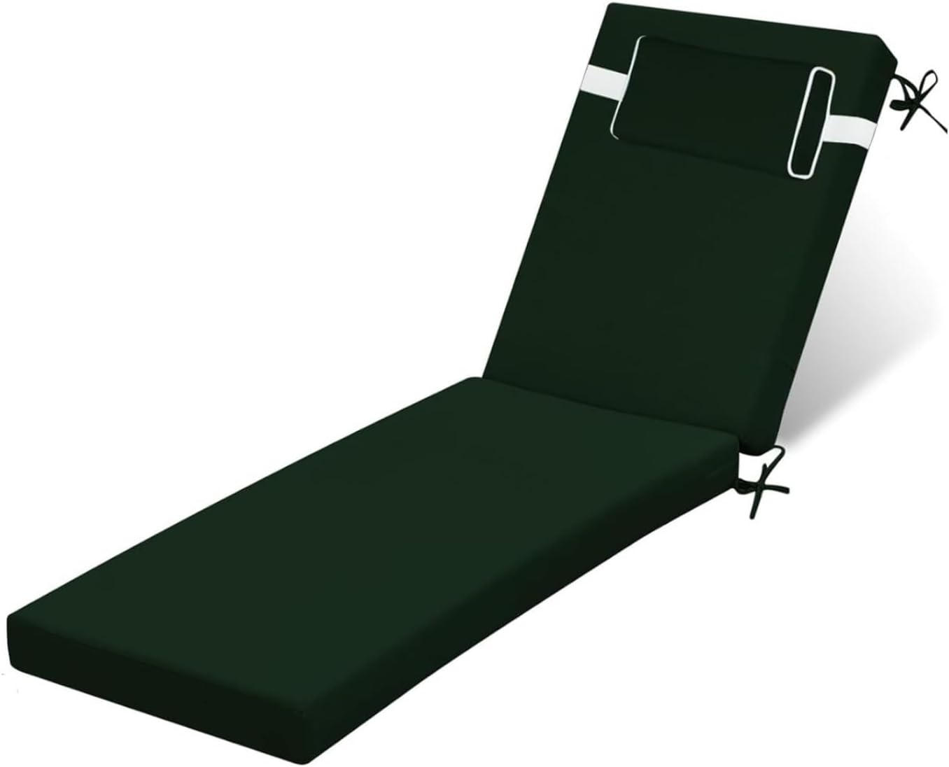 Outdoor Chaise Lounge Cushion with Headrest, 3" Thick 25D High Density Foam Replacement Pad,Waterproof Non-Slip for Lawn Poo(Blue White Stripes)