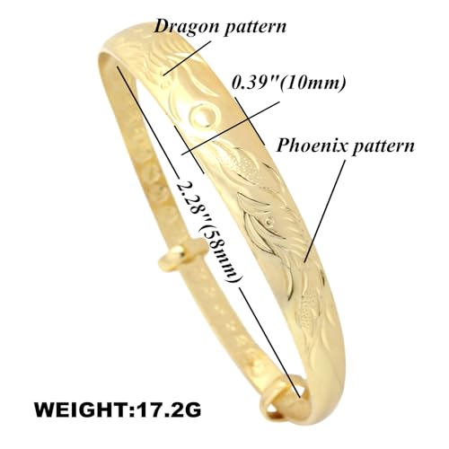 Fashion 18K Gold Plated Dragon Phoenix Pattern Adjustable Band Cuff Bracelet2