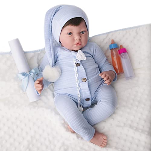 MARÍA JESÚS Reborn Baby Silikon Vinyl Reborn Puppe 2,3 kg und Reborn Baby Head Drop Effekt Verziert mit Rötungen und realistischen blauen Augen Bebe Reborn Dolls Reborn Babys Babypuppen – Bild 4