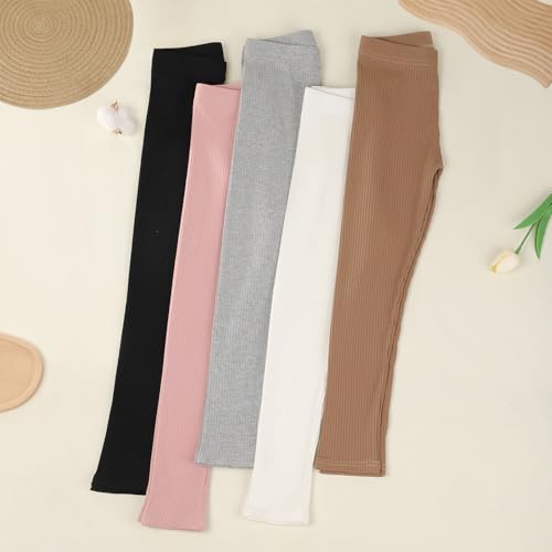 Chicuo 5 Pack Girls Cotton Leggings Multipack Girls Toddler Stretchy Full Length Pants Kids Basic Solid Pants2