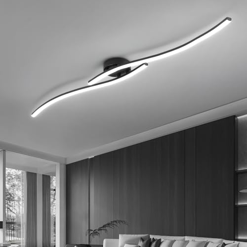 HLILCEH 47.24Inch Linear Ceiling Light 6000K Black Modern Ceiling Light Fixture 35W Long Flush Mount Ceiling Lamp for Hallway, Kitchen, Bedroom, Dining Room by HLILCEH - Used condition - US$56.74