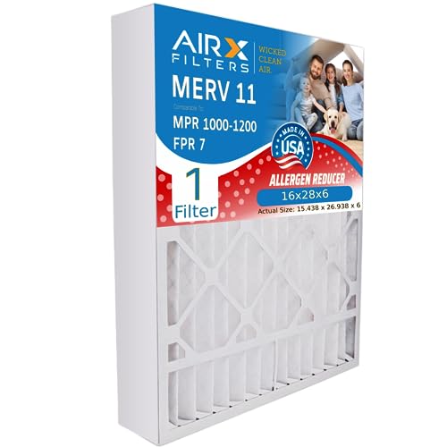 AIRX FILTERS WICKED CLEAN AIR. 16x28x6 Air Filter MERV 11 Compatible with Aprilaire 401 Furnace Filter 1 Single Filter