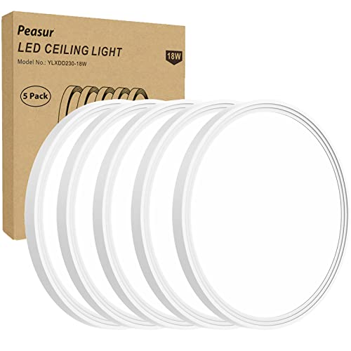 5Pack 9Inch Flush Mount Ceiling Light White,18 Watt 5000K Led Ceiling Light Fixture, Ultra Slim Close To Ceiling Light Fixture, Round Flat Low Profile Ceiling Lamp For Kitchen Bedroom Basement Hallway #TOP2