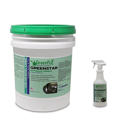 Greenstar All Purpose Cleaner [Super Concentrated] Commercial Grade Heavy Duty Multi Surface Cleaner [with Refill Spray Bottle], 5 Gallon Pail