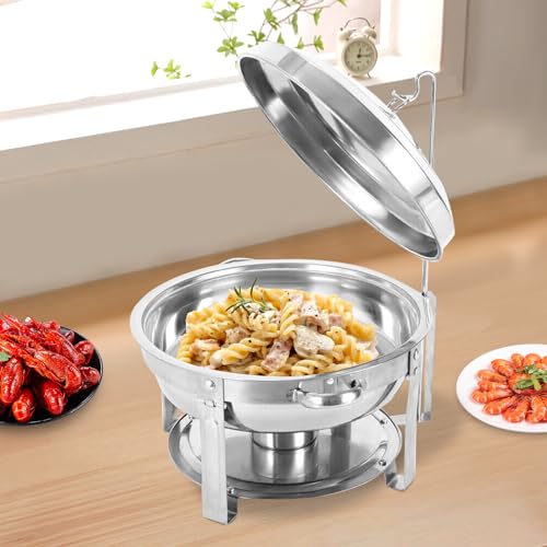 Beaudreaul Edelstahl Chafing Dish Rund 7.5L Speisenwärmer Buffetwärmer mit Deckel Wärmebehälter für Speisen, Warmhaltebehälter für Hotels, Buffets, Restaurants und Familientreffen – Bild 8