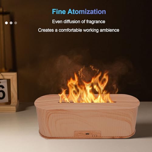 Difusor aromático eléctrico con luces LED de fuego y humidificador miniatura 6
