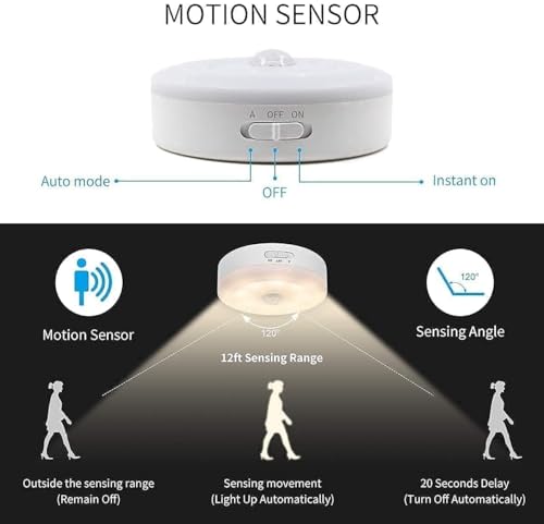 Image of (4 Pcs) Motion Sensor LED Light Motion Sensor Light With Automatic Light Sensor On Off, Wardrobe Lights With Sensor and Cabinet Light for Home Indoor Closet Kitchen and Staircase (White, 4 Pc)