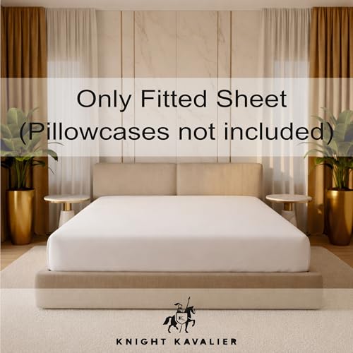 Image of King Size Fitted Sheet- Egyptian Cotton 500 Thread Count Hotel Luxury 1 Piece King Fitted Bedsheet- Fit Mattress Up to 12 inch- Extra Soft, Wrinkle Free, Breathable Sheet- White Solid
