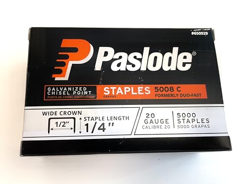 Duo Fast 5008C 20 Gauge Galvanized Staple 1/2-Inch Crown x 1/4-Inch Length, 5000 Pack