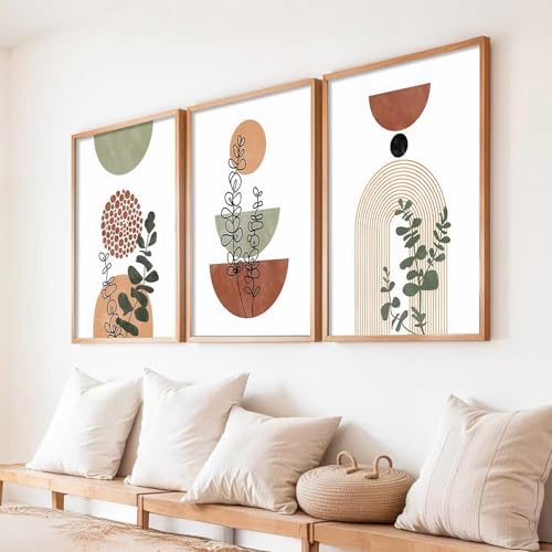 Image of kotart Boho Art Home Decoration Paintings With Frame For Living Room Bed Room Hotel Wall Decor Digital Reprint Set of 3 (13X17 inch)