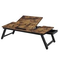 SONGMICS Laptoptisch, Laptopständer, Notebooktisch, Frühstückstablett, klappbare Beine, höhenverstellbar, für Bett und Sofa, für Laptops bis 14,3 Zoll, 71 x 23 cm, vintagebraun LLD110B01