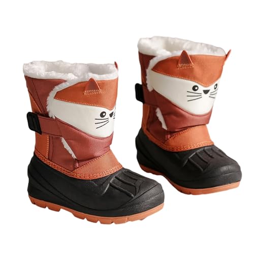 SECHRITE Toddler Kids Snow Boots Winter Boots Waterproof Outdoors Cartoon Animal Pattern Booties for Boys Girls - Toddler/Little Kid