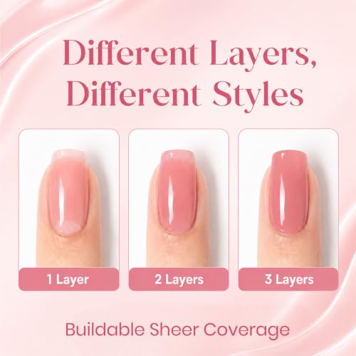 Image of Beetles Nude Gel Nail Polish Set, 6 Colors Nude Pink Brown Neutral Jelly | Gel Polish Kit Sheer Translucent Effect Soak Off UV Nail Art Design Drunken Rose Collection Manicure Gift for Women