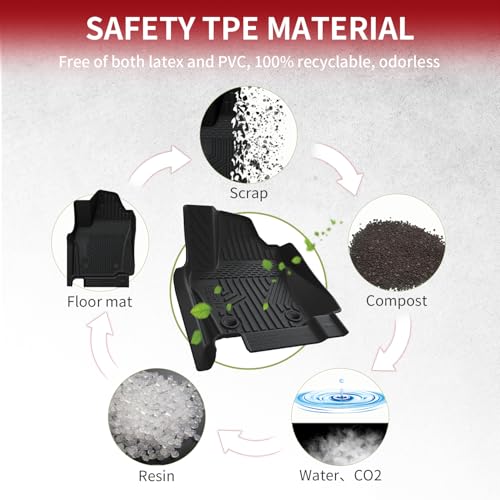 Image of LASFIT Floor Mats for Toyota Tacoma 2024 2025 2026 Double Cab Auto Tran (Not fit Hybrid) All Weather Floor Liner for Tacoma TRD /SR /SR5 /limited TPE Custom Fit Car Mats Front&Rear 2 Row Mats