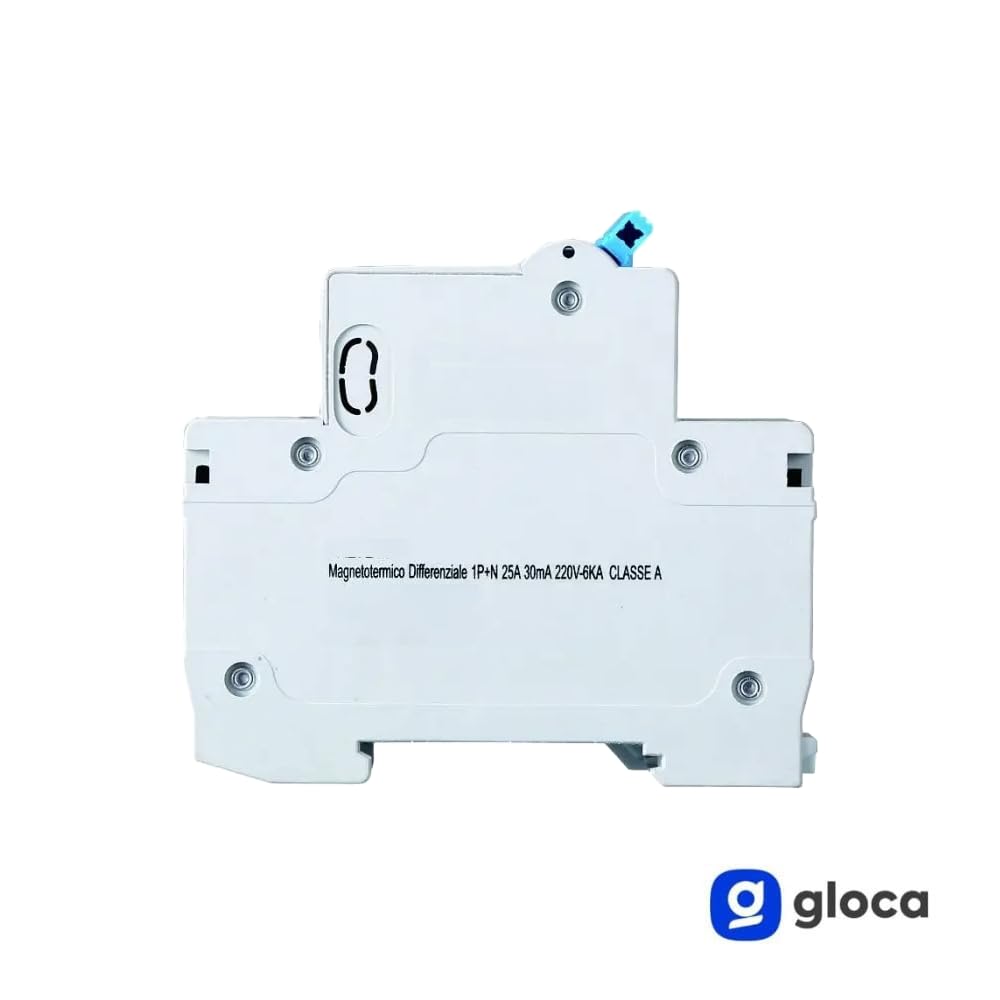 gloca Interruptor magnetotérmico diferencial 1P+N 25A 30mA 220V 6KA 2 módulos DIN C25 Clase A