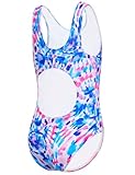 Levasuph Bathing Suits for Girls Size 12-14 Years Old One Piece Blue Pink Flowers Swimsuits Breathable Swimwear