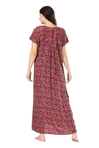 Image of Soulemo Women's Cotton, Rayon & Polyester Printed Maxi Nighty (Alpine) 861