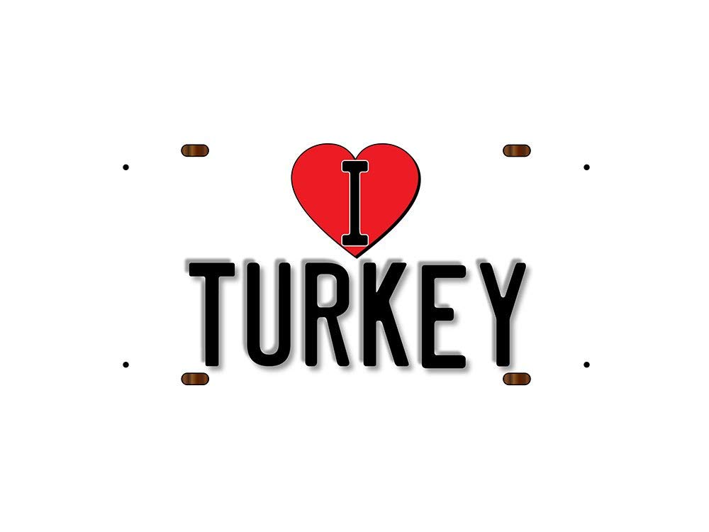 McMug - I Love Turkey (White Background) - Metal Sign, Decorative Sign, 200mm x 100mm