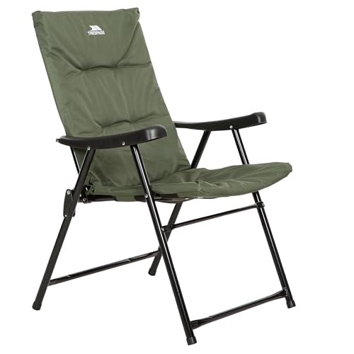Trespass Folding Deck Chair Padded Camping Garden Fishing Steel Frame Foam Padded Seat Folding Chair Garden Chair 93x60x60cm Paddy