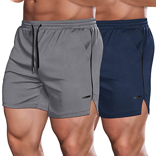 COOFANDY Men's 2 Pack Gym Workout Shorts Quick Dry Athletic Shorts 5 Inch Lightweight Sports Running Shorts with Pockets