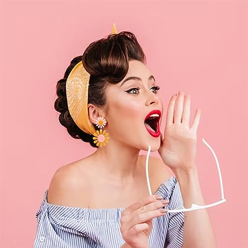 70s Daisy Earrings: Bohemian Style Acrylic Tassel Summer Travel Jewelry Gift2