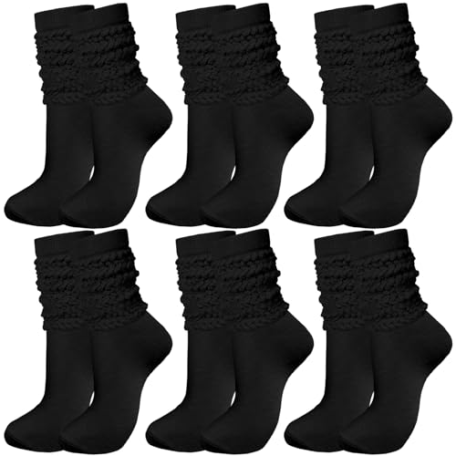 Image of 6 Pairs Slouch Socks for Women, Soft Extra Long Thick High Slouch Slouchy Sock for Women Mothers Gifts