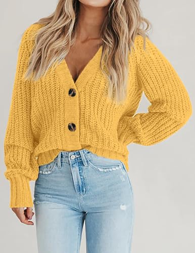 Image of Zeagoo Women's 2026 Fall Chunky Knit Cardigans Open Front Long Sleeve V Neck Button Loose Cardigan Sweaters