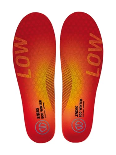 Sidas Unisex 3Feet Winter Insulated Cushioned Low-Arched Feet Ski Boot Insoles with EVA Shell for Arch Support | Woven Polyester Mesh Cover, Red, X-Large
