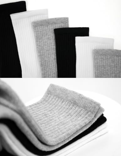 HUE Women's Casual Ribbed Must-Have Crew Lightweight Athletic Socks 3 Pair Pack3