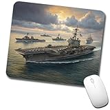 US Navy Carrier Strike Group at Sea Illustration Low Profile Mouse Pad Mat