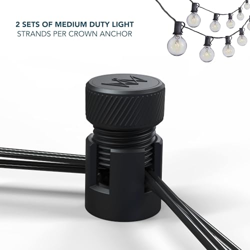 YARDHAUS Crown Elite Mini Hanging Anchors are The Simple, Secure and Stylish Solution for All Your String Light Installation Projects. A Single Pack of 4 can Hang up to 60' of String Lights.